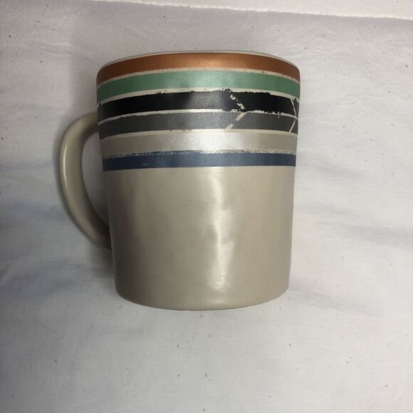Toms Shoes Coffee Mug Simple is Beautiful Target Colored Stripes Stoneware Cup - Picture 7 of 10